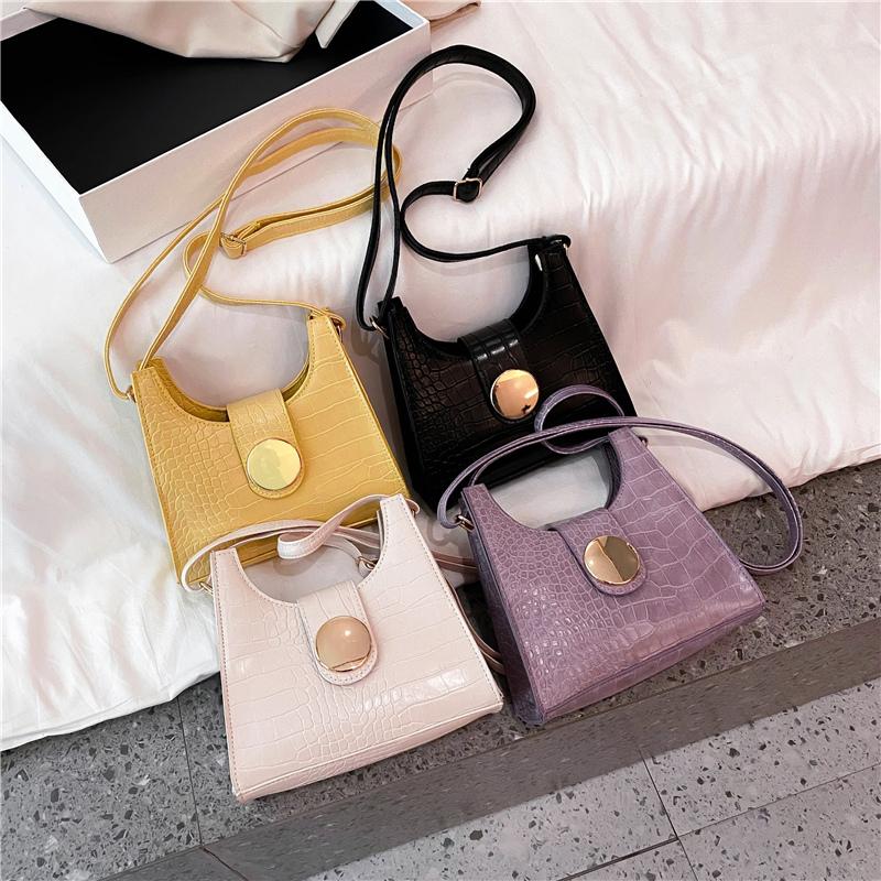 

Fashion Women Crossbody Shoulder Bag Purple Crocodile Underarm Lady Leather Bag Casual Messenger Handbag Female Shopping Bags, Black