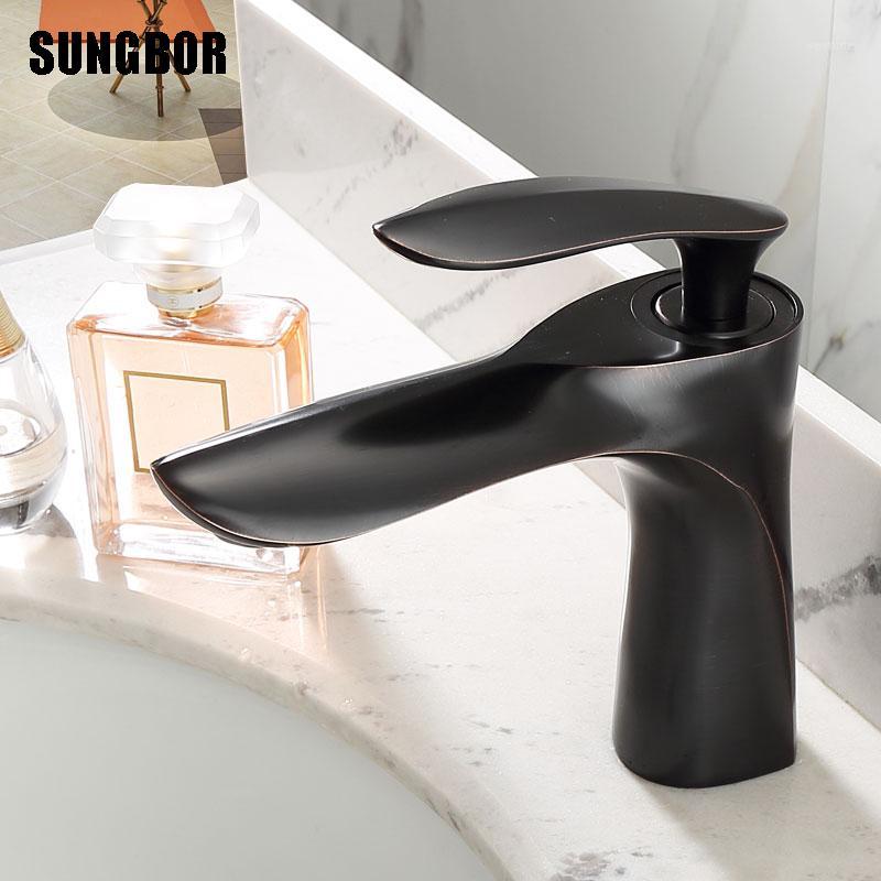 

New Brass Basin Faucets Black Golden Bathroom Faucet Mixer Tap Single Handle Hot and Cold Taps Including Accessories AL-7810H1