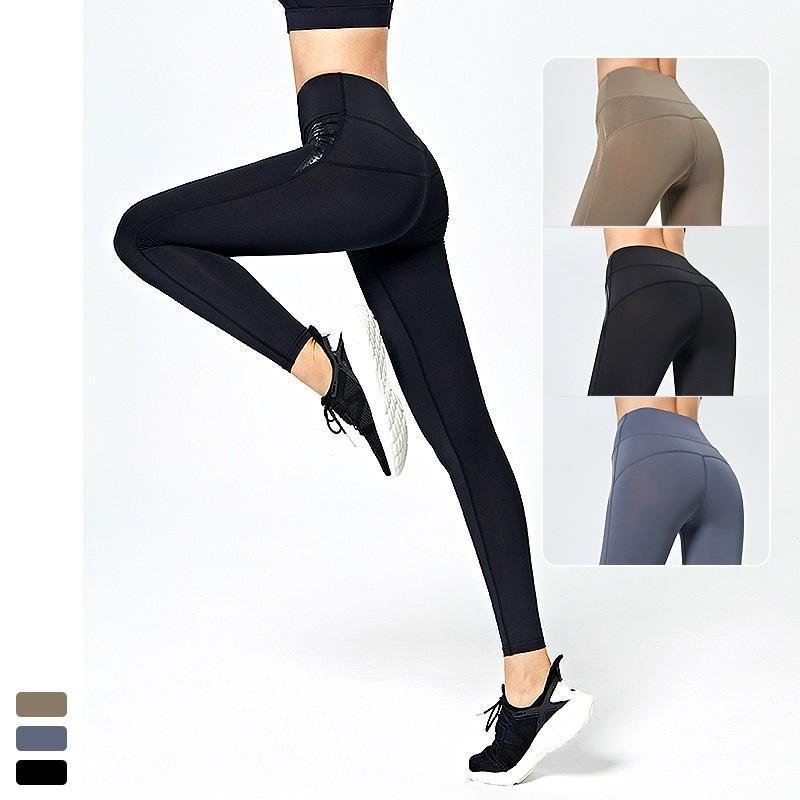 

New Arrival Woman High Waist Yoga Pants Stretchy Close-Fitting Running Breathable Cycling Leggings High Elastic Hips Up Tights1, Black