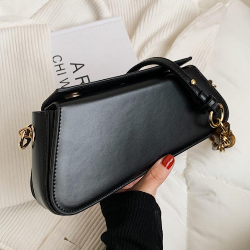 

Thick Chain PU Leather Shoulder Crossbody Bags 2021 New Small Women Handbags and Purses Female Travel Shoulder Bag, Black