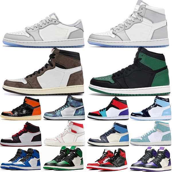 

Shoes Jumpman 1 Royal Toe Pine Green Court Purple 1s Obsidian Tie Dye Smoke Grey UNC Mens Womens Sports Sneakers Size 36-46
