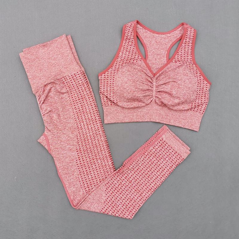 

2 Piece Gym Set Workout Clothes for Women Seamless Yoga Set Push Up Sports Bra Fitness Leggings Sports Suit Athletic Sportswear, Light gray bra