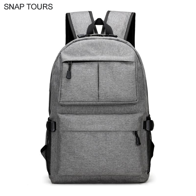 

SNAP TOURS Waterproof Oxford Notebook Backpack With Charging Korean Style Urban Men School Backpack For Teenager Big Back Pack, Black