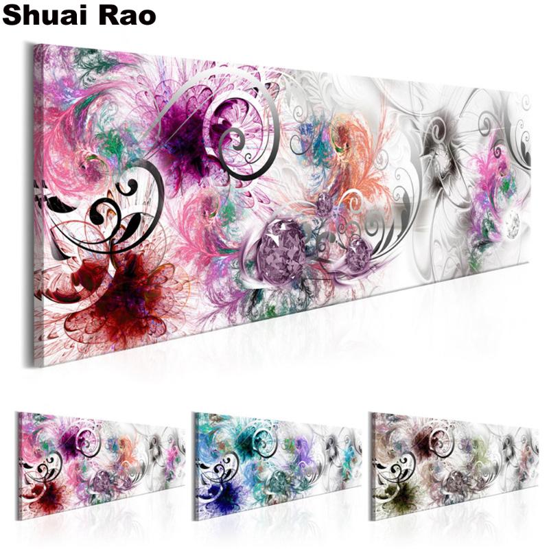 

Paintings Large Abstract Feather Decorative Painting Diamond Mosaic Wall Art Embroidery Flowers Scenery For Home Decor