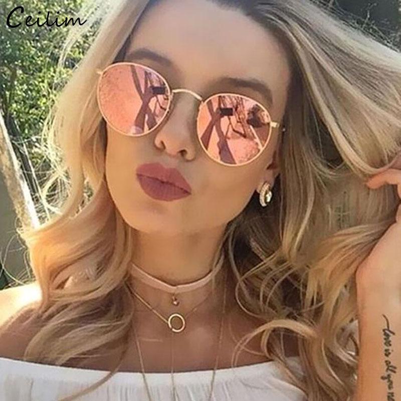 

Fashion Small Frame Round Sunglasses Women Gradient Mirror Sun Glasses Vintage Yellow Pink Shades UV400