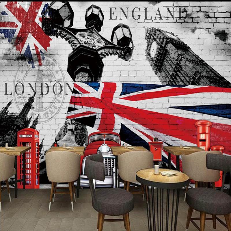 

Drop Shipping Custom Photo Wallpaper 3D Stereo British Flag British Style Retro Nostalgia Backdrop Wall Wallpaper Lobby Mural, As pic
