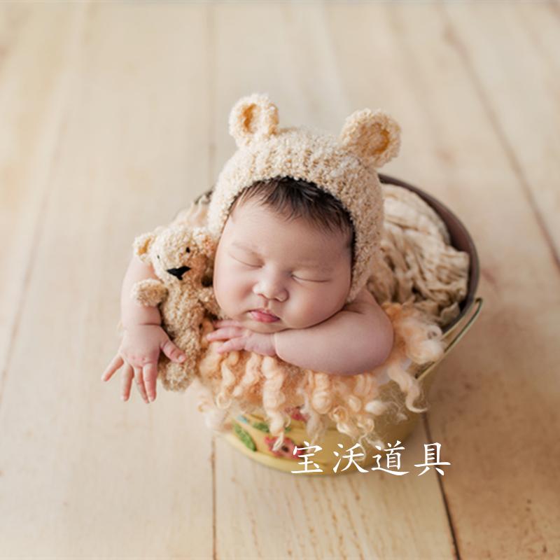 

Newborn Teddy Bear bonnet Baby photography props Newborn knit cotton Animal hat and toy set Baby Posing Photo props, As photo