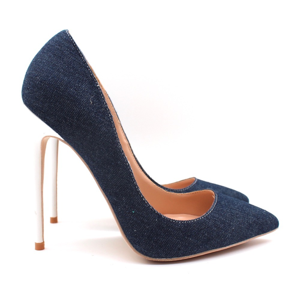 

of Free Shipping Fashion Women Blue Bombs Denim Toe Pointy Size33-43 8-12 Cm Stiletto High Heels 72if, 39