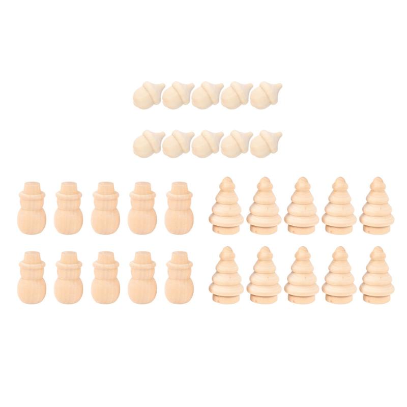 

30Pcs Adorable Christmas Festival Christmas Tree Pine Cone Painting Wood Ornaments Party Supplies