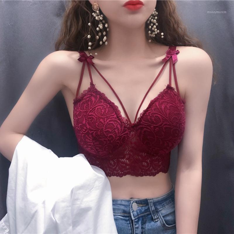 

gkfnmt 2020 Hot Sexy Bra Female Lace Bralette Tube Tops Bandeau Summer Lingerie Underwear Bra Tanks Bow Crop Tops For Women1, Black
