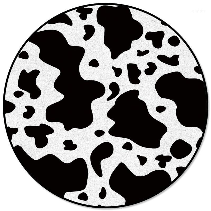 

Black White Graffiti Cow Spot Print Round Carpets for Kids Room Big Area Rug Floor Mat For Bedroom Living Room Home Decor1, As pic