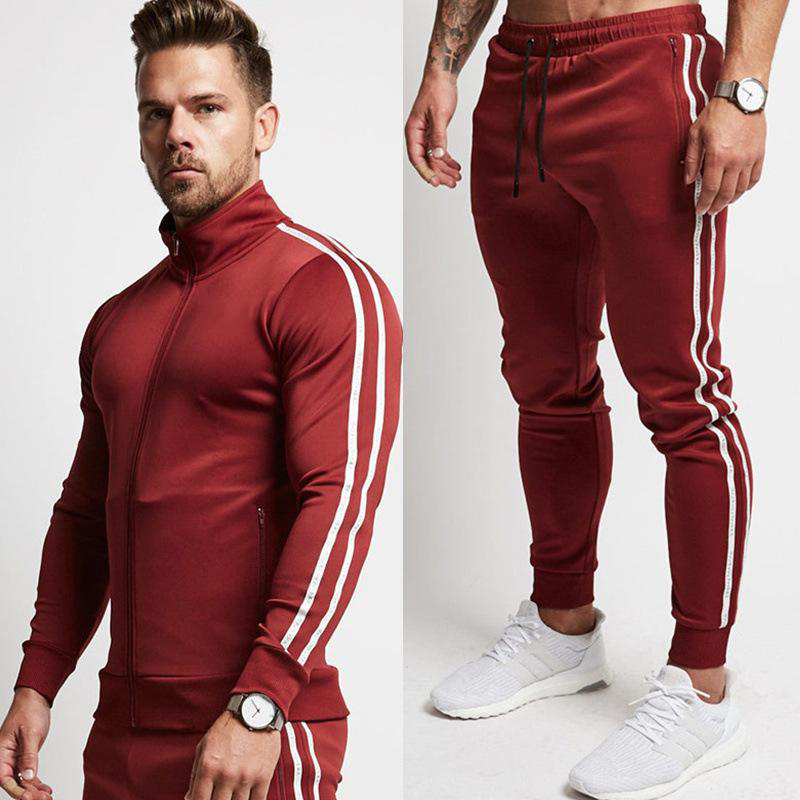 

Mens Running Sportswear Sweatshirt/Sweatpants Trousers Gym Fitness Training Jackets Pants 2pcs/Sets Male Joggers Sports Clothing, Red(pants)