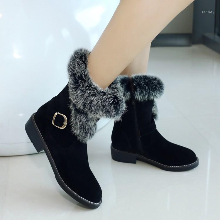 

Big Size 11 12 13 Europeans and Americans with round head and side zipper belts short boots to keep warm1, Beige