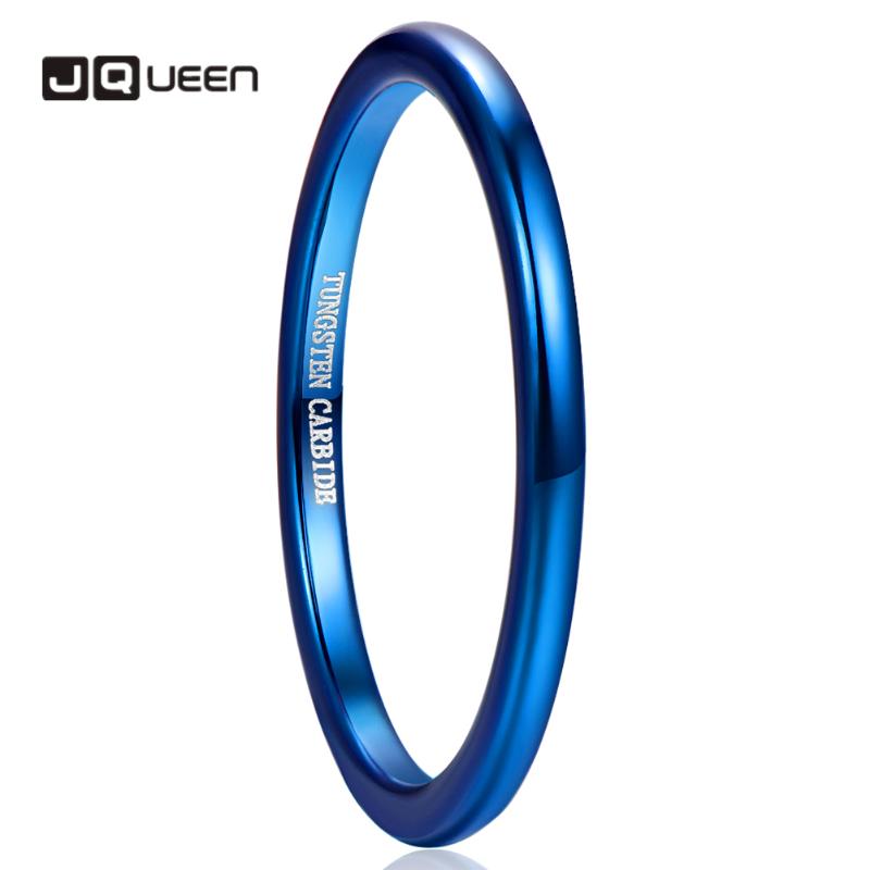 

New Fashion Simple 2mm Width Blue Fully Polished Tungsten Carbide Ring Wedding Band Promise Anel Masculino Anniversary Jewelry