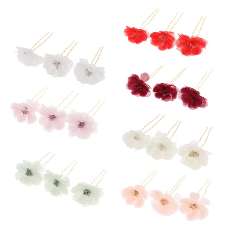 

Prettyia 3x Wedding Bridal Veil Flower Hair Pin Bridesmaid Hair Accessories