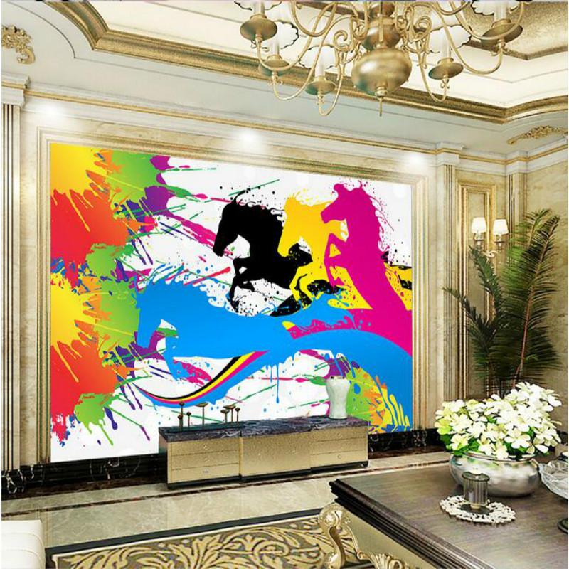 

Custom 3d Wallpaper for Walls Abstract ink horse Decorative Painting Wallpapers Silk Home Improvement for living room, Embossment paper