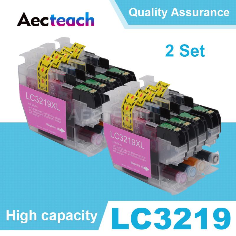 

Aecteach 2 Sets 4 Color Compatible Ink Cartridge LC3219 For Brother MFC-J5330DW MFC-J5335DW MFC-J5730DW Inkjet Printer LC-3219