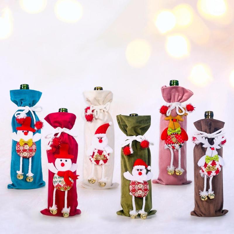

HUIRAN Christmas Snowman Elk Santa Claus Wine Bottle Set Christmas Decorations for Home 2019 Xmas Decor Supplies New Year1