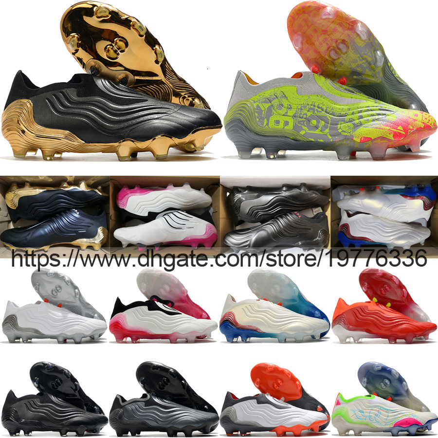 

(free shipping+bag) Football Boots Copa Sense FG Laceless Socks Soccer Shoes For Mens Black Gold Gray Yellow White Pink Blue Red Firm Ground Football Cleats Size US6.5-115