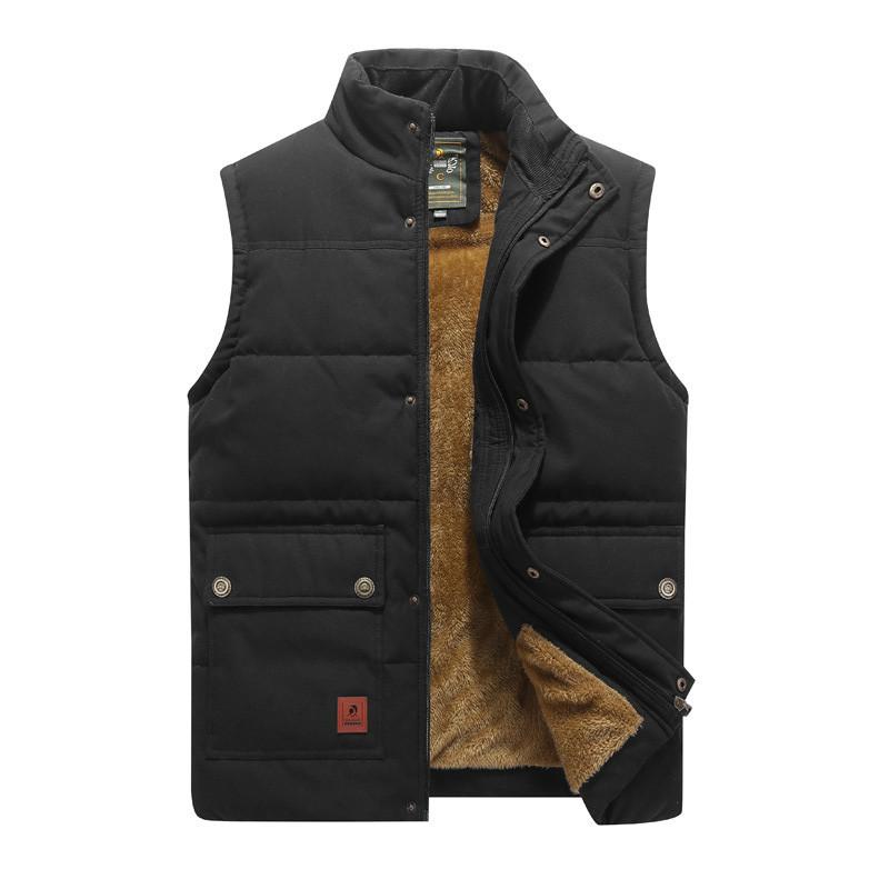 

Winter Men Vest Fleece Thick Warm Waistcoat Outwear Casual Thermal Soft Vests Men Windbreaker Sleeveless Jackets Clothing, Black