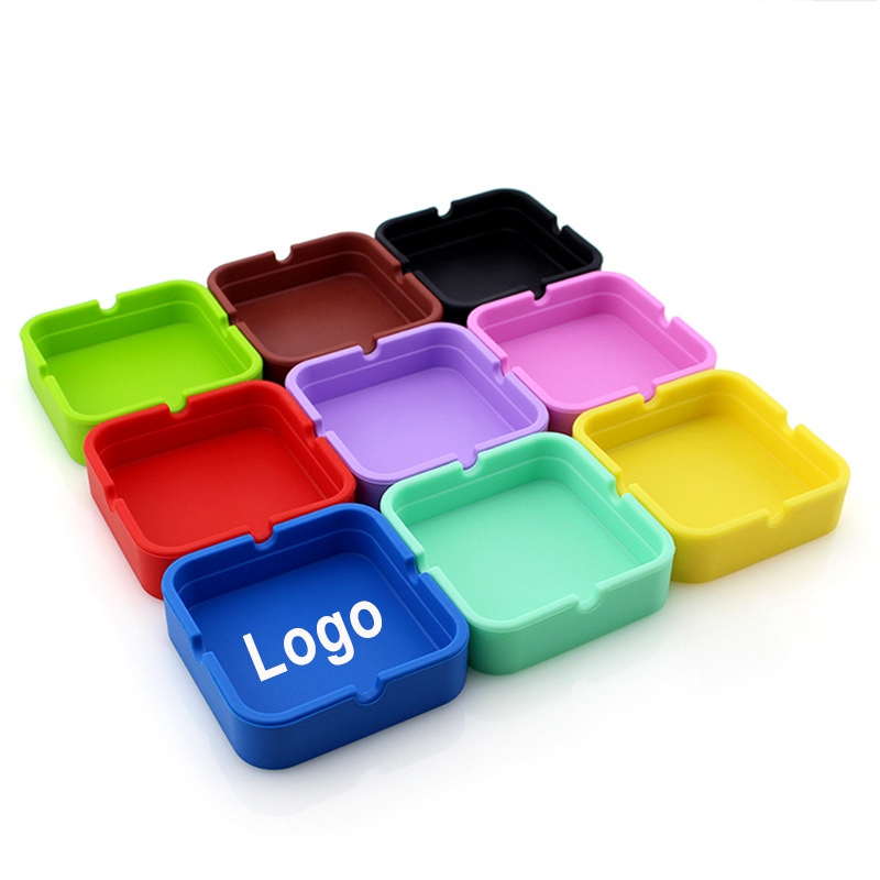 

Creative Square Silicone Ashtray Drop-proof High-temperature Resistant Ash Tray Gifts Ash Holder Cigarette Accessories Customized VTKY2209