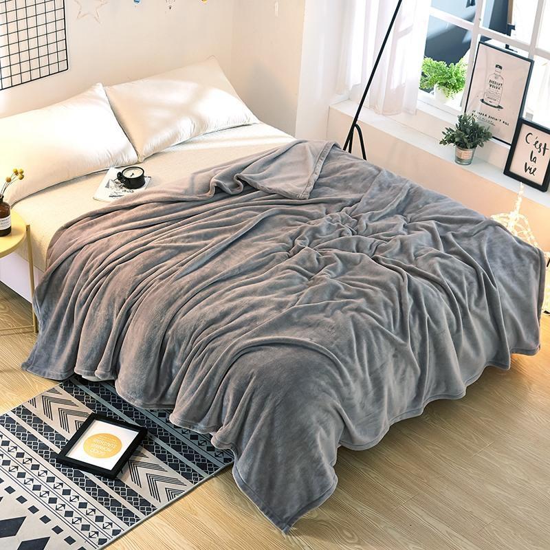 

blanket Solid Coral Fleece Blankets For Beds 200x230cm Large Adult Blanket Sofa