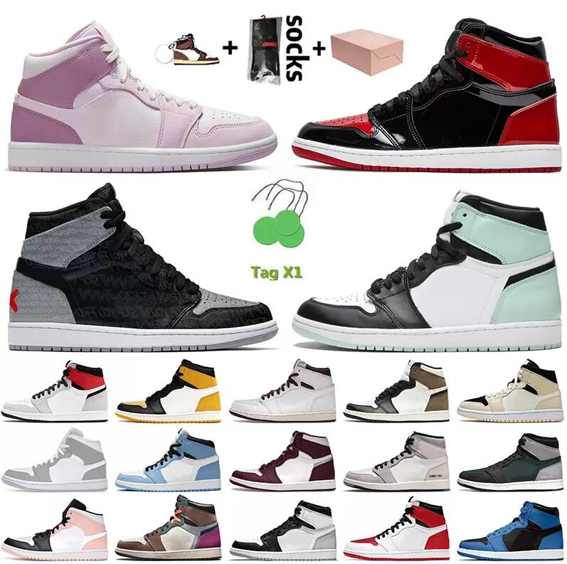 

2022 Top JUMPMAN 1 1s Basketball Shoes Mid Valentines Day High Patent Bred Rebellionaire NRG Igloo Stage Haze Yellow Toe Hyper Royal Mens trainers Womens sneakers, 1s (21) 36-46
