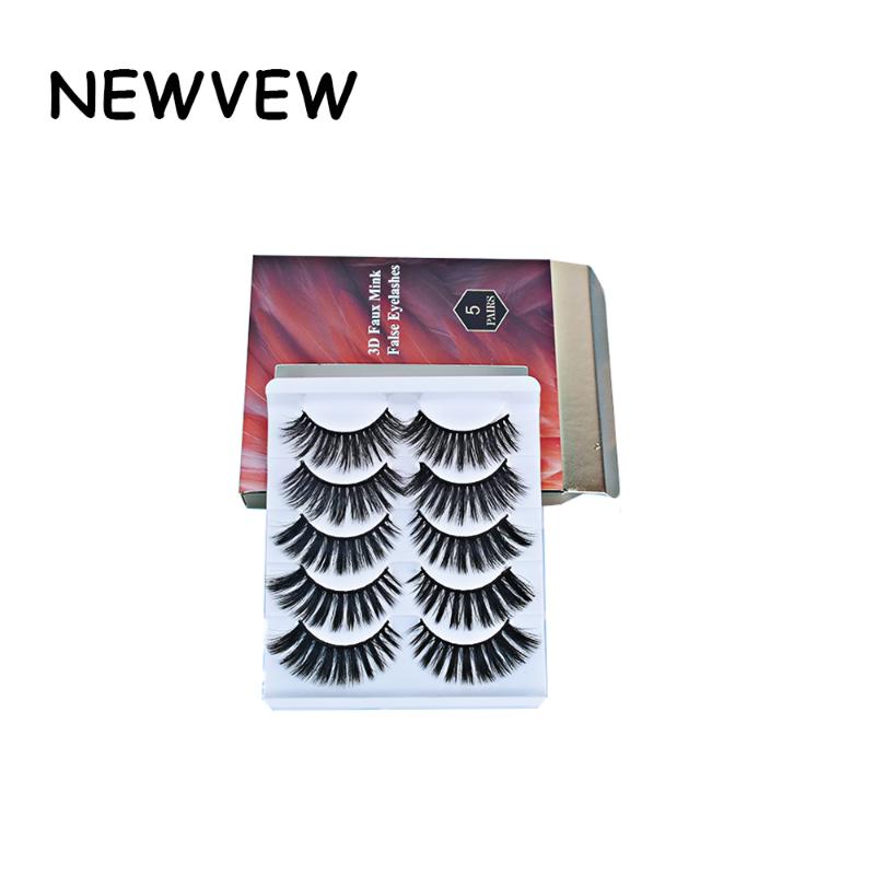 

NEWVEW 3D Eyelashes False Eyelashes 5 Pairs Mink Lashes Beauty Makeup tools Long Extension Faux clis