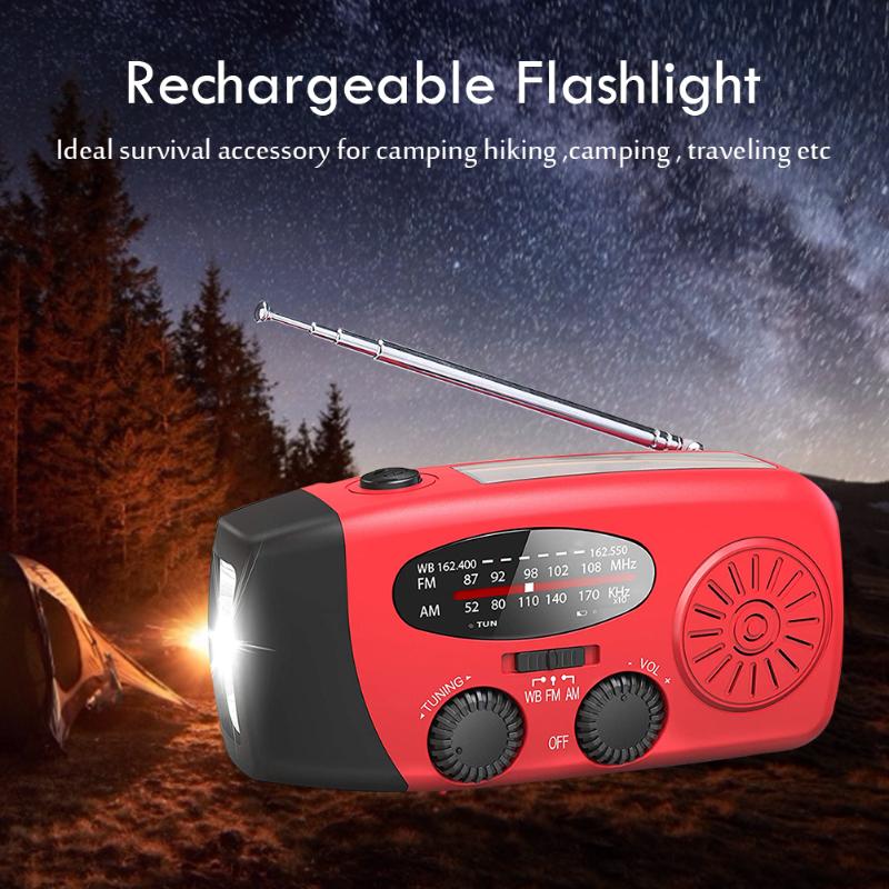 

Multifunctional Radio Hand Crank Solar USB Charging FM AM WB NOAA Weather Radio Emergency LED Power Bank