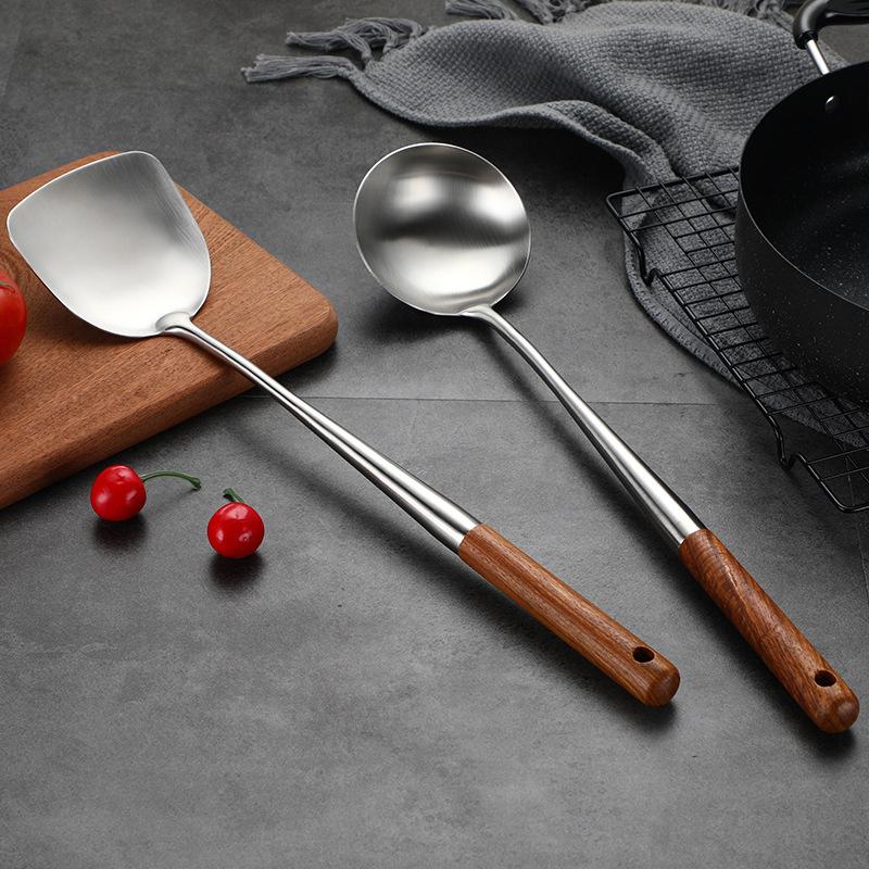 

2pc set Heavy Duty Basting Spoon Stainless Steel Comfortable Ergonomic Handle Solid Spoon Hot Pot Picnic Utensil Kitchen Tool