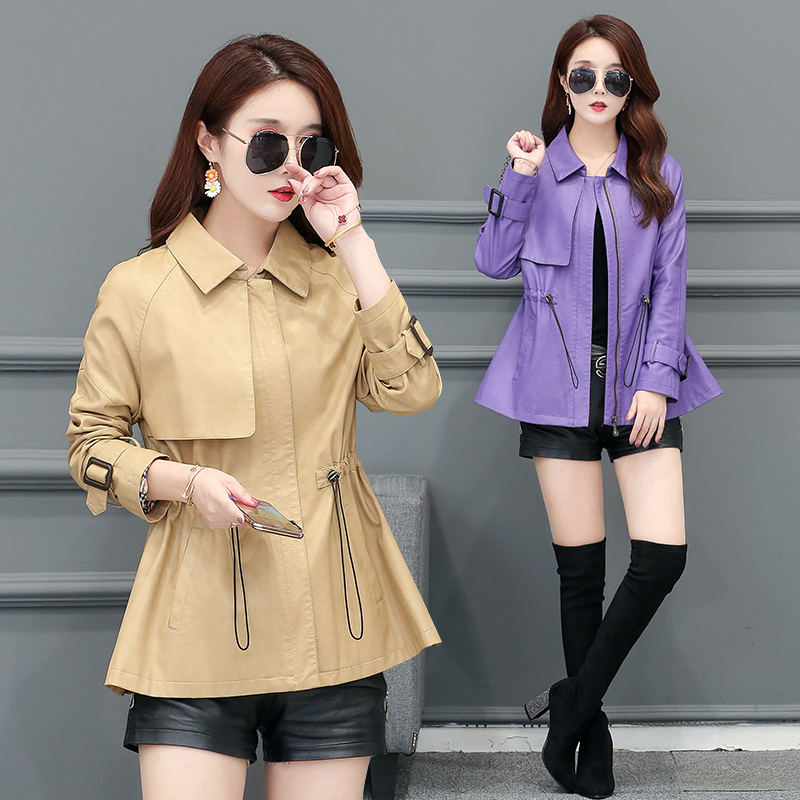 

Size 3xl 4xl of women on motorcycle jacket 2020 new women's leather jackets outerwear, Light purple