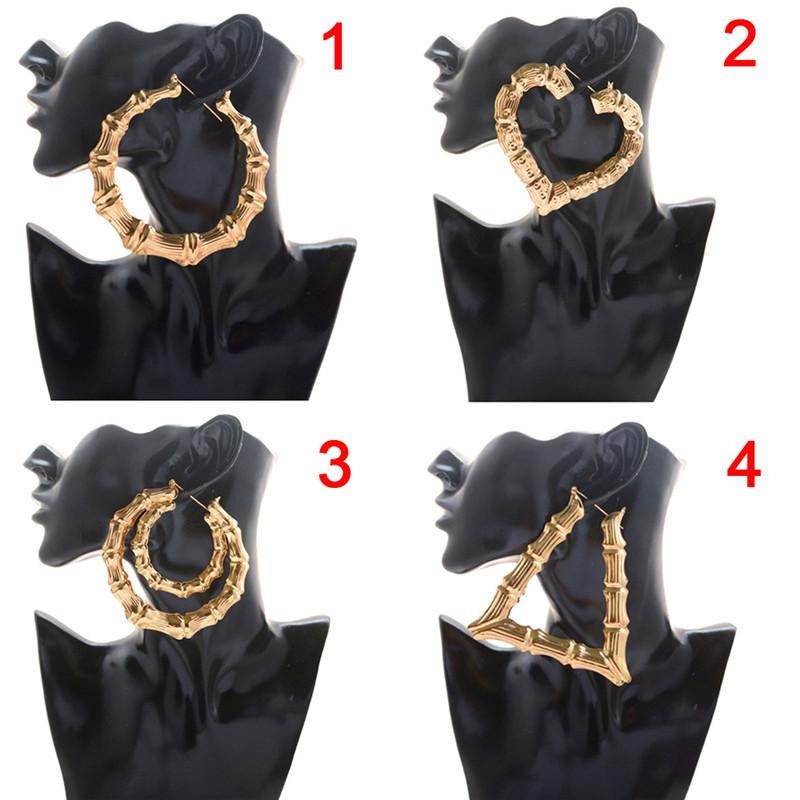 

4 styles 1 pair women hoop earrings basketball wives earrings large gold color big hoop earring bamboo hoop-earring
