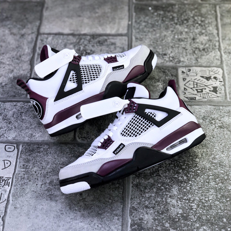 

New 4S Jumpman Paname Paris Basketball Shoes Bordeaux 4 OG White Neutral Grey Black Lace-up Men Sport Sneaker Size US7-US12