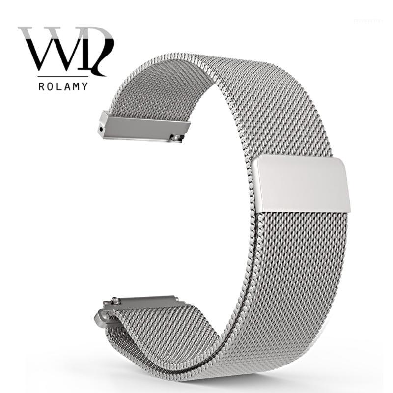 

Rolamy 16 18 20 22 23mm Silver Black Rose Gold Blue Mesh Milanese Loop Steel Bracelet Wrist Watch Band Strap Magnetic Closure1