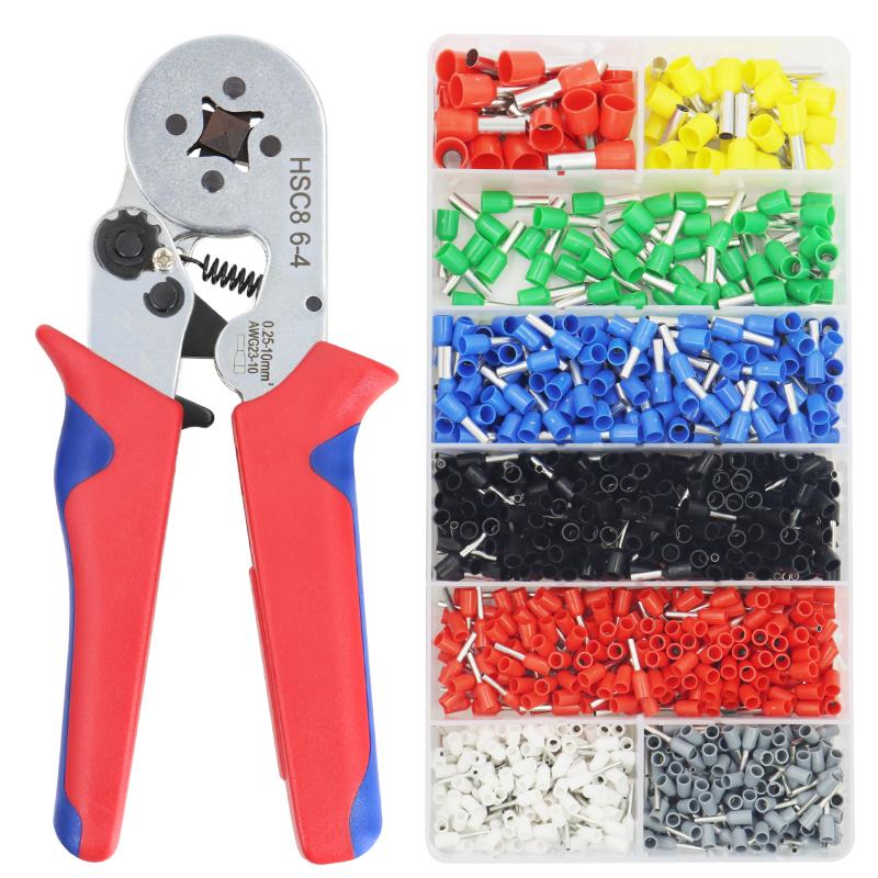 

Ferrule Crimping Tool Kit - Sopoby Ferrule Crimper Plier AWG 28-7 (0.25-10mm2) /1200pcs Wire Ferrules Crimp Wire Ends Terminal