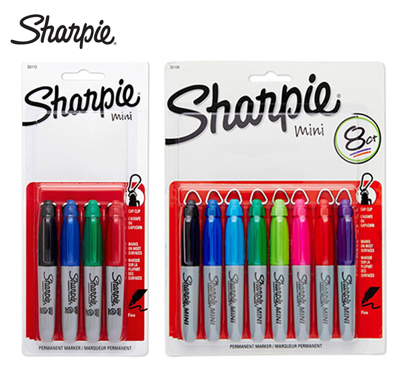 

4/8pcs Sharpie 35113 Compact Mini Marker with Keychain Carrying Oily Marker Stationery Dust-Free Purification Marker 201125
