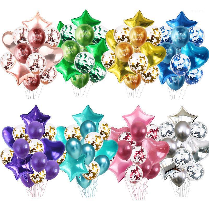 

Birthday party balloons metal foil Latex Balloons happy birthday party decorations wedding decor kids toy air balls1