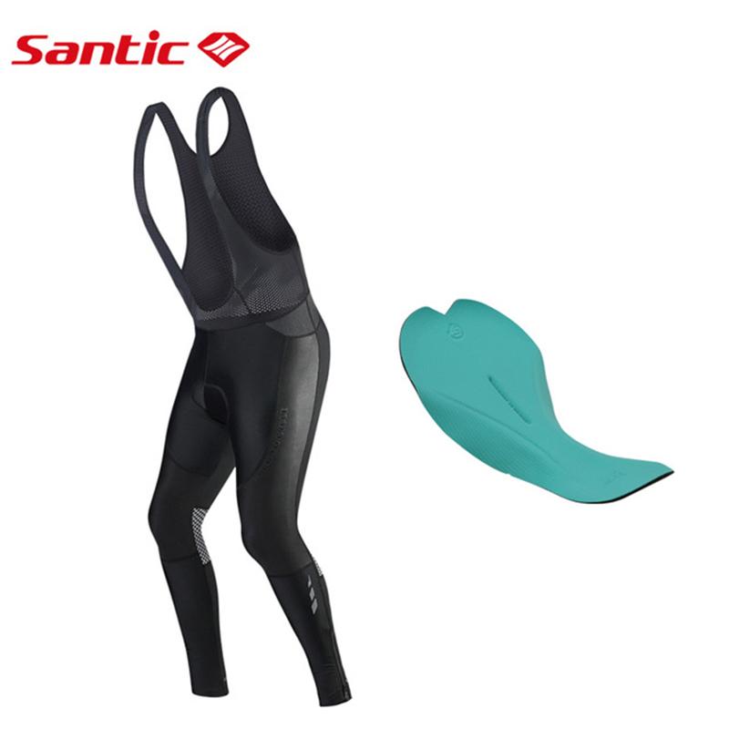 

Santic Cycling Bib Pants Men Spring Autumn Full Long Bicycle Pant Breathable MTB Road 4D Cushion Pad Cycling Pant Trousers, As pic