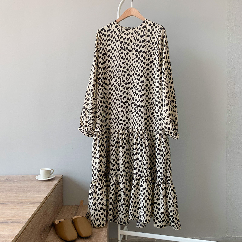 

2021 New Arrival Spring The-neck Impression Vintage Chiffon Long Elegant Boho Female Casual Mp3g, Black