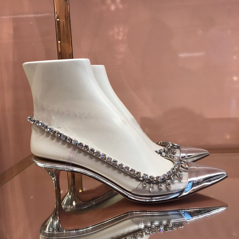 

2021 Crystal Sexy Bling Wedding Shoes Bride You Strass Dressed As Shredded Toe Heels Glowing Qvwt, The picture