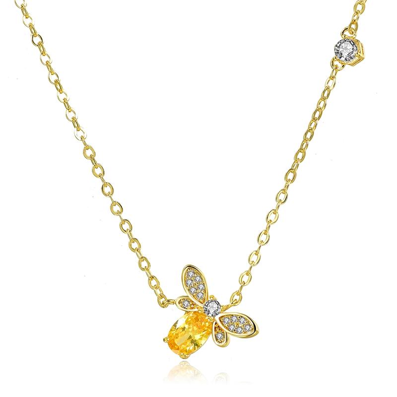 

Szelam Yellow Crystal Animal Bee Rhinestone Jewelry Necklace Woman New 2020 Collar de mujer SNE190070