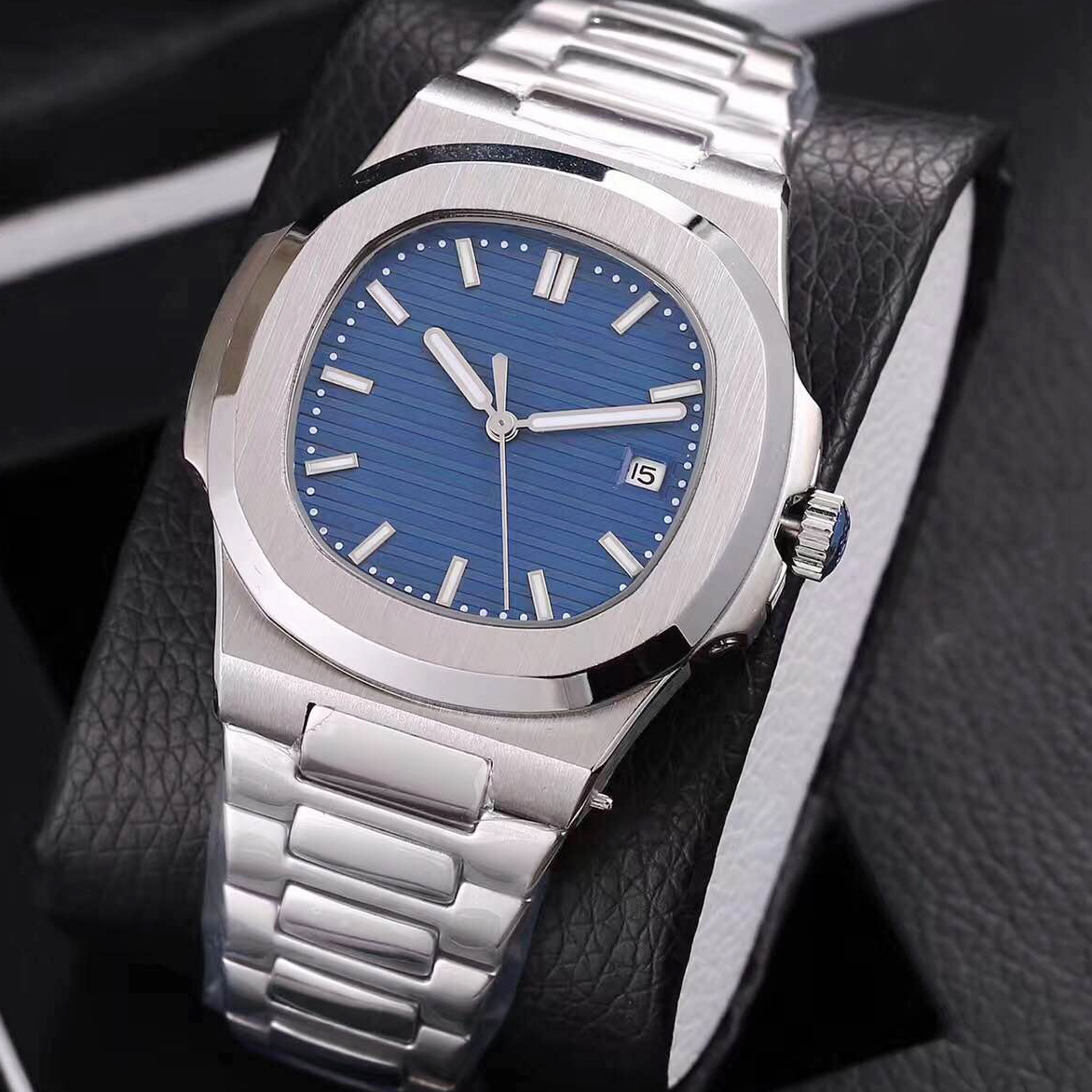 

19 colors mens watch movement Glide sooth sapphire glass Automatic Mechanical Transparent Back PP silver wristwatch, Make waterproof 50m