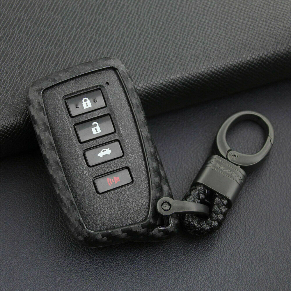 

For Lexus Carbon Fiber Car Key Fob Case Cover Chain Ring Keychain Accessories