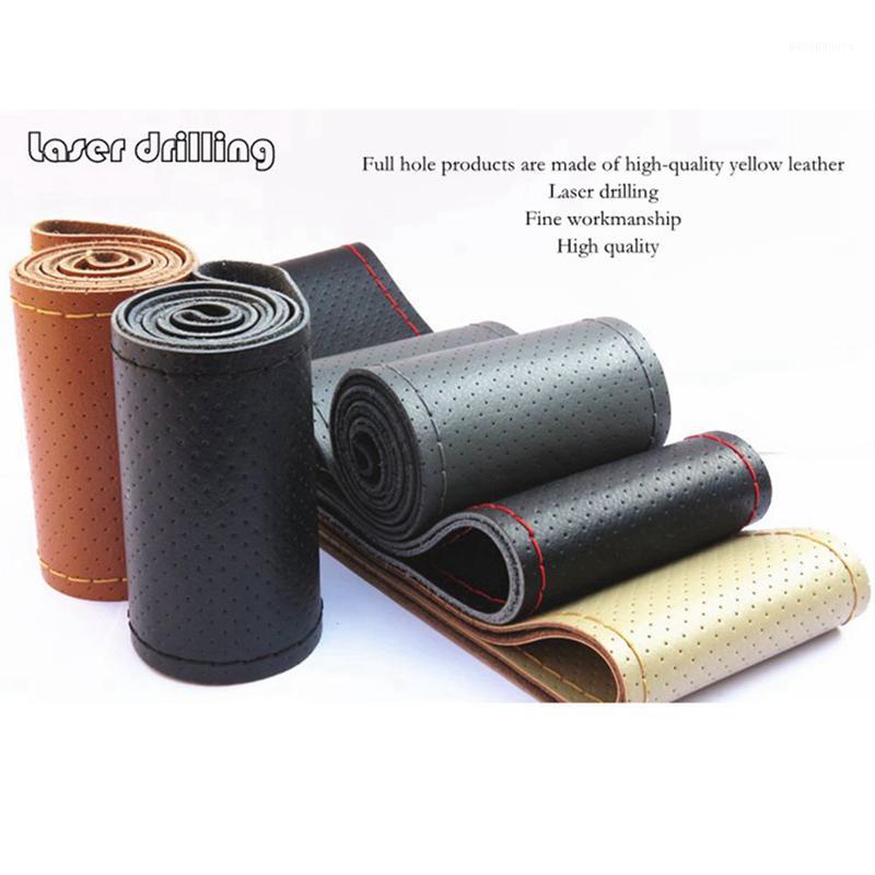 

Truck Steering Wheel Cover Four seasons DIY Top Genuine Leather 4 colors Comfortable and non-slip With Needle and Thread1