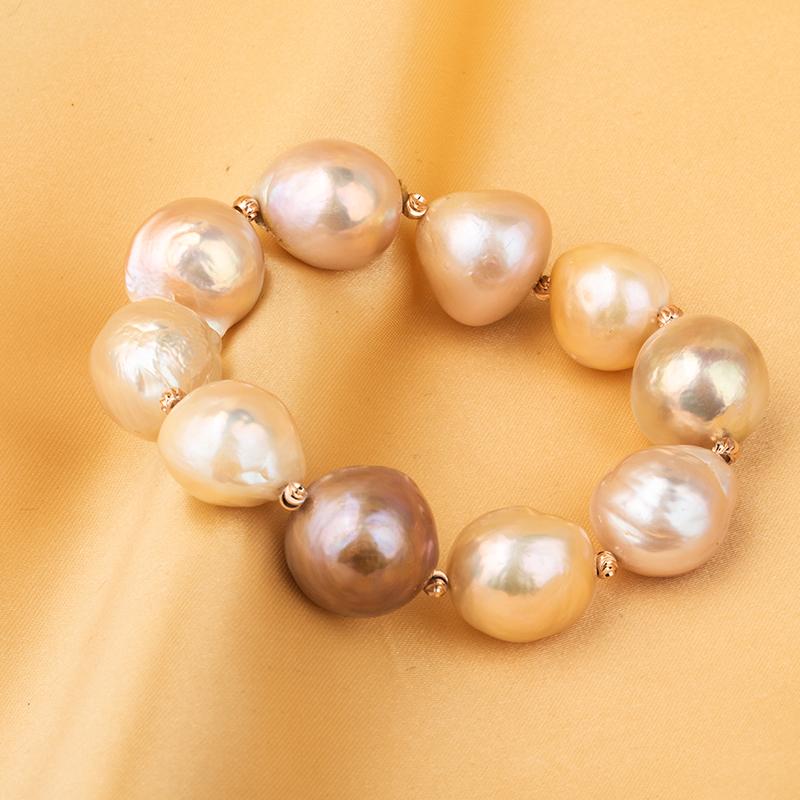 

15-16mm Big Beads Genuine Freshwater Pearl Bracelet Men's Jewelry