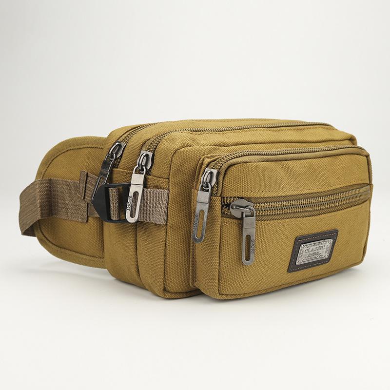 

High Quality Men's Bag Casual Canvas Men Male Chest Pack Phone Coin Zipper Bag Crossbody Leisure Travel Business Shoulder Bags, Black