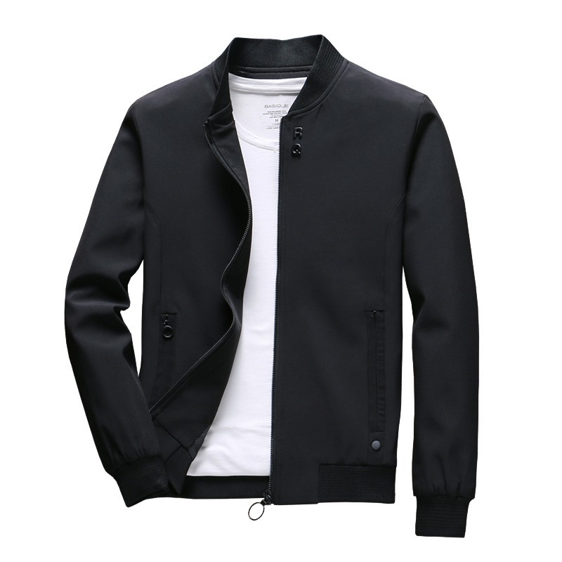 

Mens Spring Jackets and Coats Solid Color Casual Jacket Men Hot Sale Jacket Asian Size Slim Fit, Black