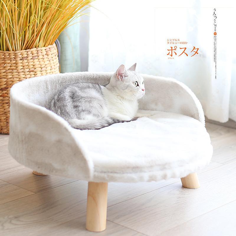 

Pet Cat Dog Bed Soft Warm Lambswool Wood Legs Beds Cats for House Nest Dogs Bed Warm Comfortable House Washable Kennel Dog Beds