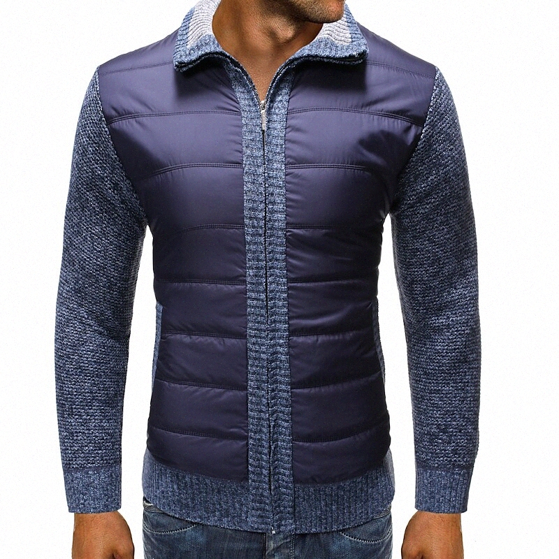 Men's Cardigan Color Block Long Sleeve Sweater Cardigans Shirt Collar Blue Wine Gray F7a1#