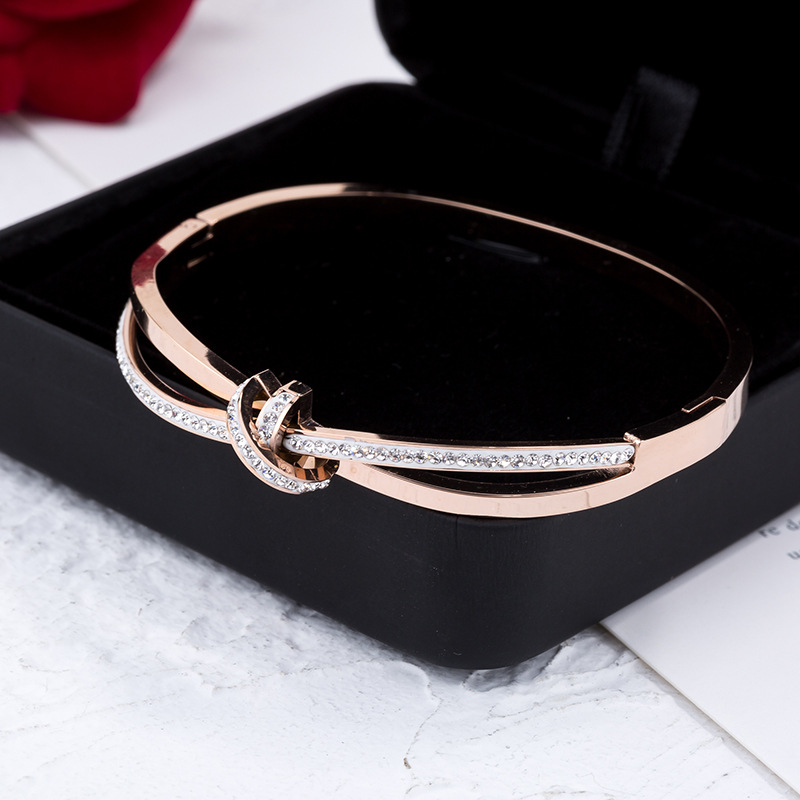 Classic Designer Jewelry Engagement Bow Tie Bangle Rose Gold Bracelet-image-754426578